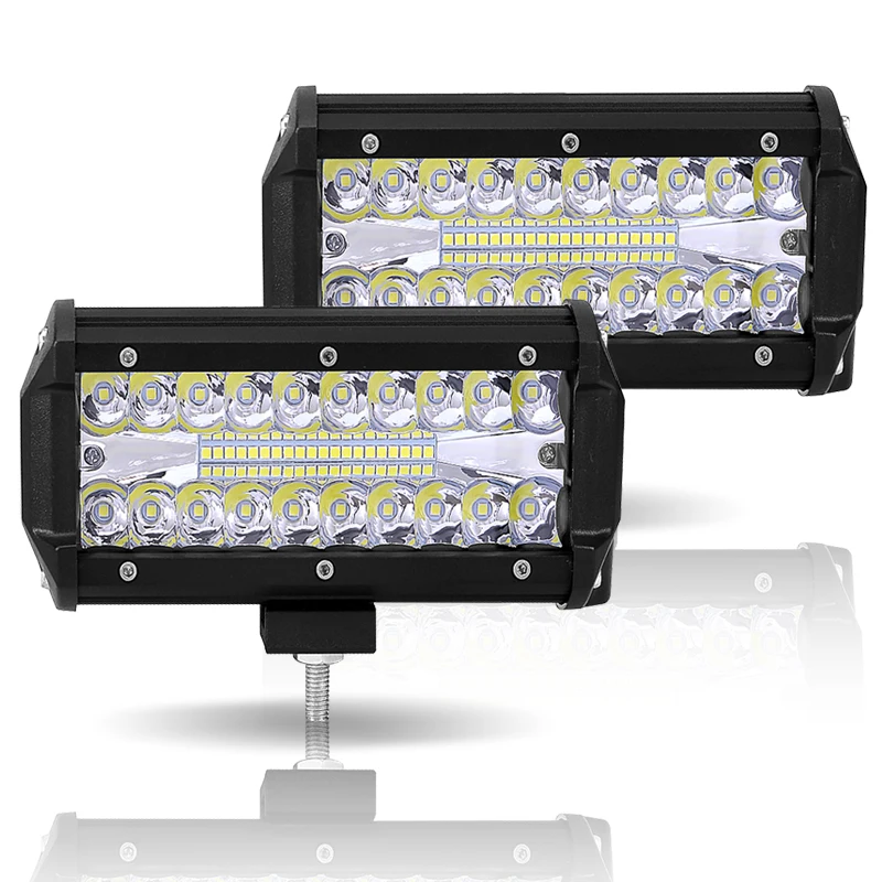 

Led Light Bar Offroad 4x4 7 Inch 120W Led Work Lights for Tractors Spot Flood Combo Beam Triple Row Led Fog Lamp Driving Lights