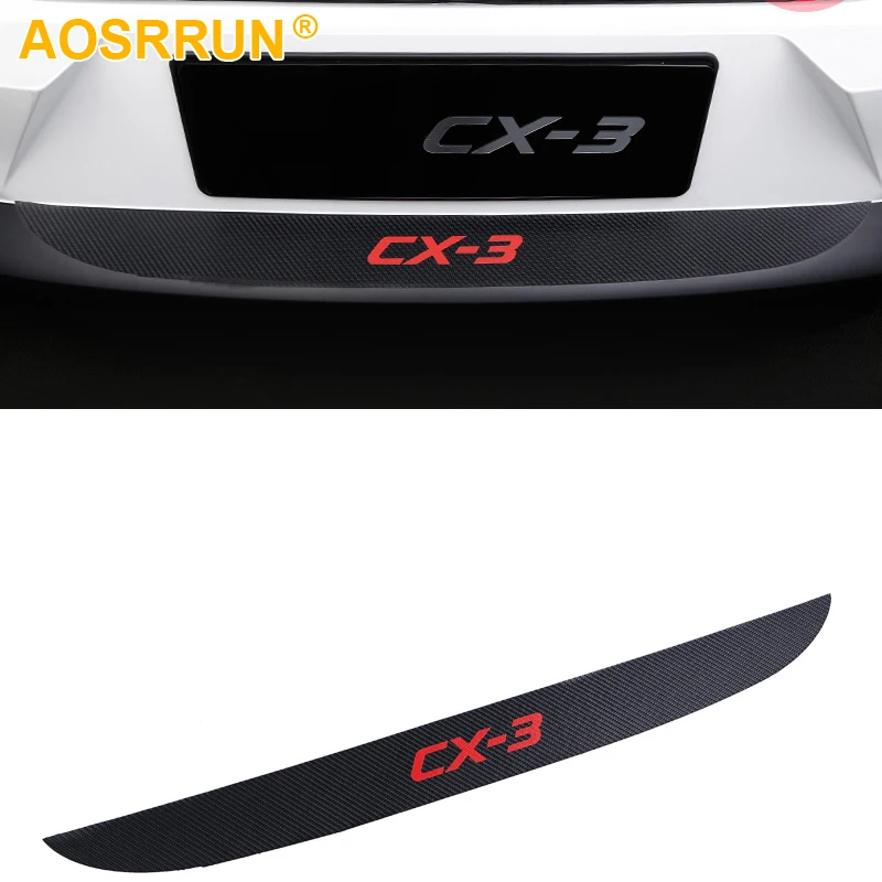 

PU leather Carbon fiber Stying After guard Rear Bumper Trunk Guard Plate For Mazda CX-3 CX3 2016 2017 2018 Car Accessories