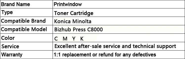 Printwindow совместимый тонер-картридж для Konica Minolta Bizhub пресс C8000 4X/комплект