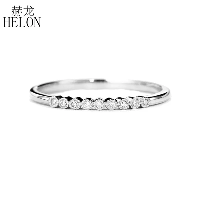

HELON Moissanites Ring Sterling Silver 925 Jewelry VVS/FG Color Test Positive Moissanites Diamond Engagement Wedding Ring Women