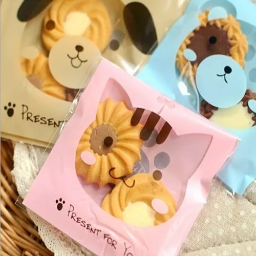 

100pcs10x10+3cm Pink Cute Cat Bakery Cookie Candy Sweet Biscuit Gift Soap Cello OPP Plastic Bag Kids Birthday Party Decorations