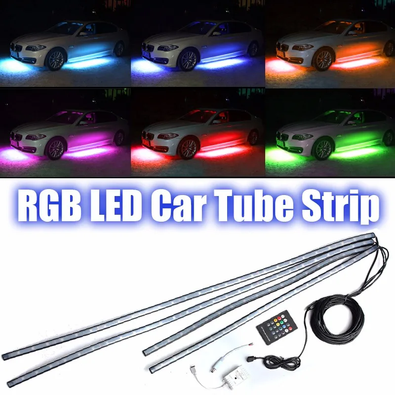 

12V 36 LED Car RGB LED Decorative Strip Auto Tube Underbody Glow System Neon Light With Remote Controller Kit Atmosphere Lamp