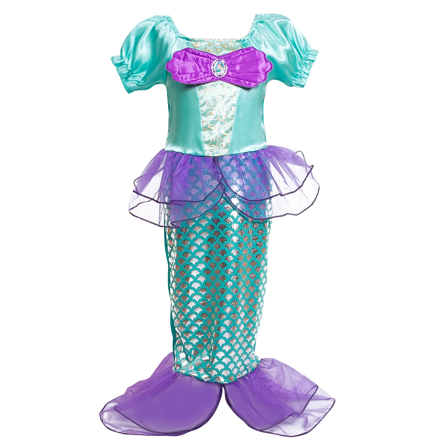 Kids Girl Little Mermaid Princess Ariel Dress Cosplay Costume Children Halloween Clothes Green Fancy Dress for Girls Party Prom - Цвет: Dress K