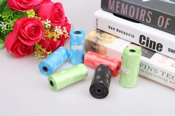 

CUTE Paw Printing Dog Poop Bag 15 Bags/ Roll Large Cat Waste Bags Doggie Outdoor Home Clean Refill Garbage Bag