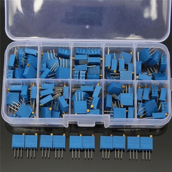 

Newest 100Pcs 100Ohm-500Kohm 15value 3296 Trimmer Potentiometer Assorted Kit Variable Resistor Hot Sale