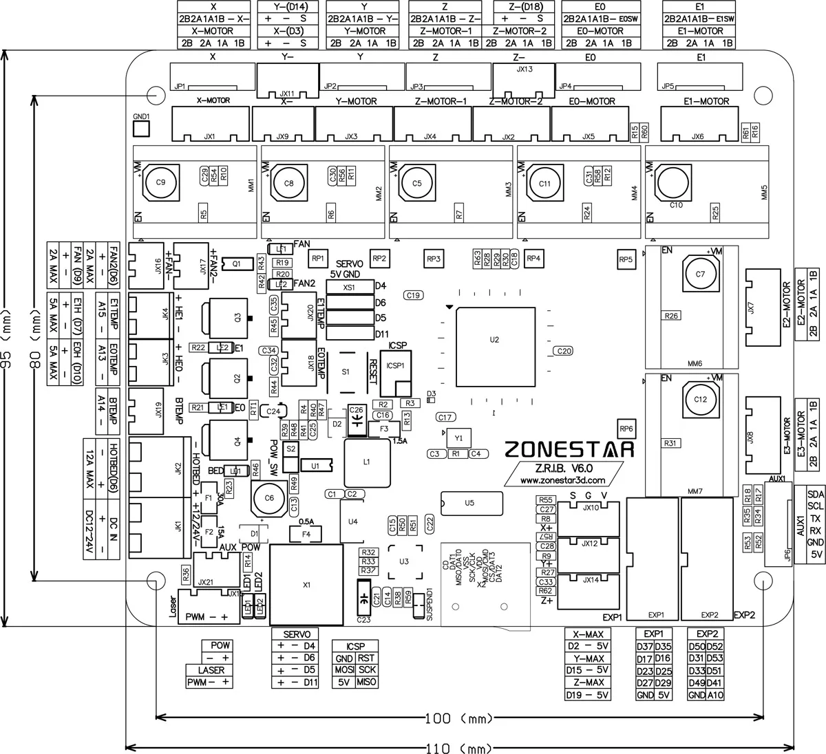 ZONESTAR ZRIBV6 3D Printer Motherboard  