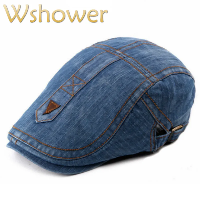 denim Ivy flat cap for men embroidery women jean visor vintage autumn
