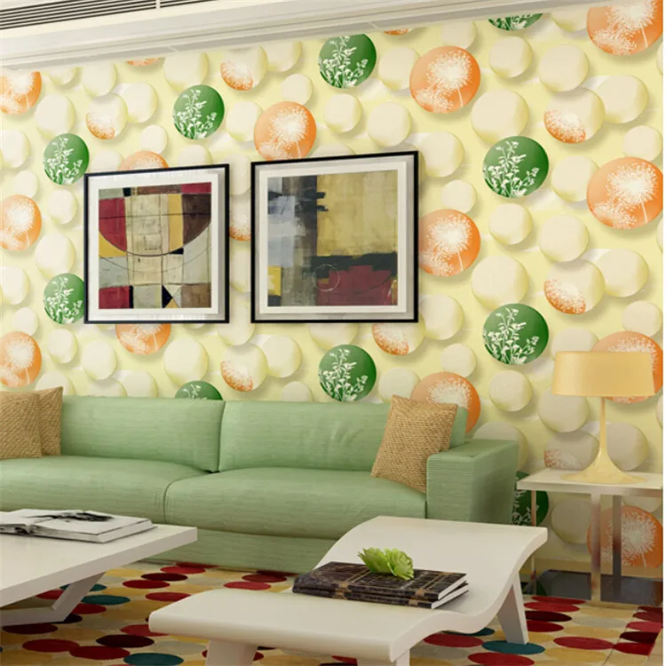 

3D Three-dimensional Non-woven Wallpaper Colored Stone Circle Thicken Modern Bedroom Living room Backdrop Wall background