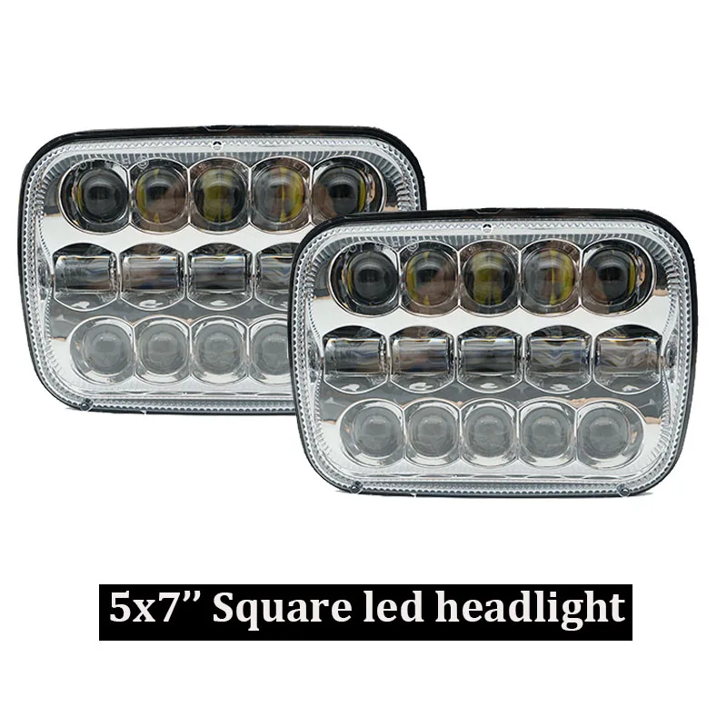 2 PCS Square 7x6 5X7 Inch LED Headlights 6000K High Low Beam H6054 6054 Led Headlamp For Jeep Wrangler YJ Cherokee GMC | Автомобили и