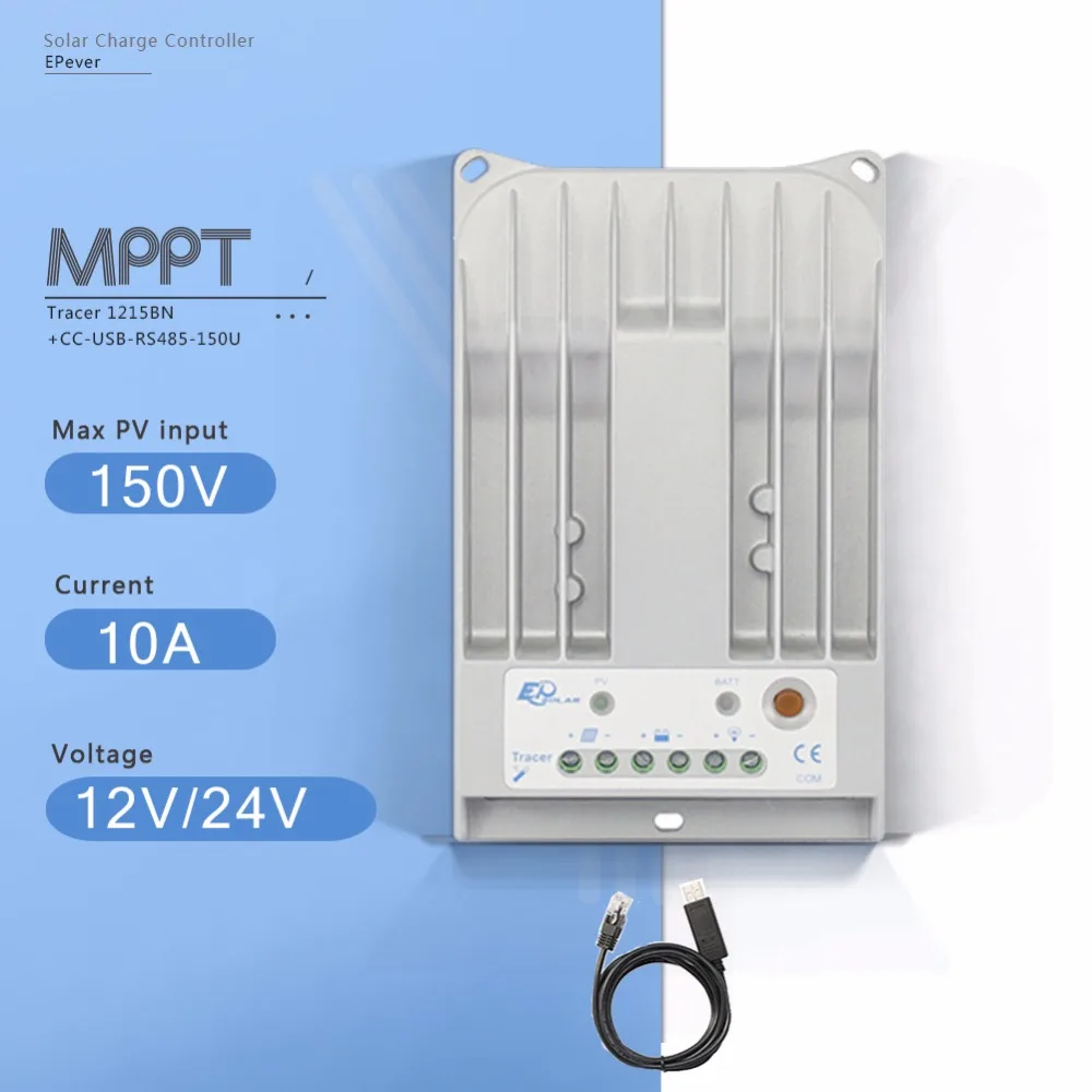 Tracer 1215BN MPPT 10A Solar Panel Battery Charge Controller 12V 24V Auto Solar Controller PV Regulator with RS485 USB Cable Tracer 1215BN MPPT 10A Solar Panel Battery Charge Controller 12V 24V Auto Solar Controller PV Regulator with RS485 USB Cable