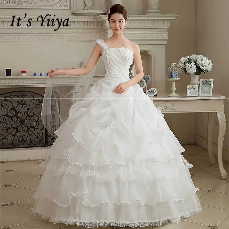 Женское свадебное платье It's yiiya белое до пола с открытым плечом на лето 2017|vestidos de