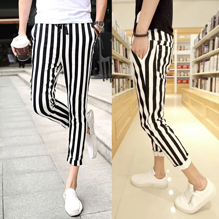 2017 Fashion Mens Black \u0026 White Striped 