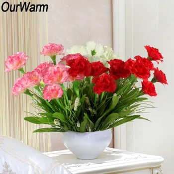 

OurWarm 10 Heads Artificial Carnations Fake Flowers for Wedding Bride Bouquet Silk Decorative Flowers Home Decor Mother's Day