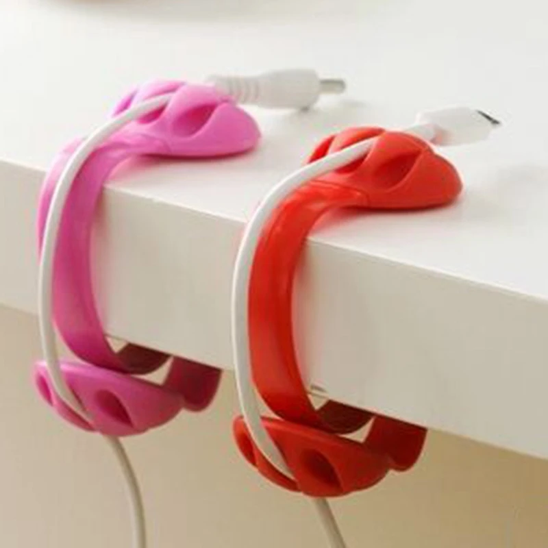 

New 3X Clip Desk Tidy Organiser Colorful Cable Clips Cord Ties USB Charger Holder Cable Fastener Desk Tidy Organiser Wire Cord