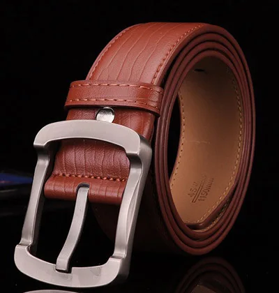 Модный мужской высококачественный роскошный брендовый кожаный ремень с пряжкой, деловой ремень для брюк Cinturones Hombre Cinto - Цвет: B