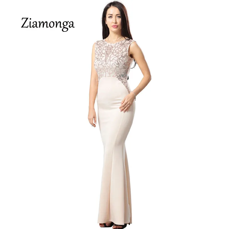 

Ziamonga Women Long Dress 2017 Summer Maxi Dress High Quality Floor Length Sequin Patchwork Women Dress Bodycon Vestido Longo