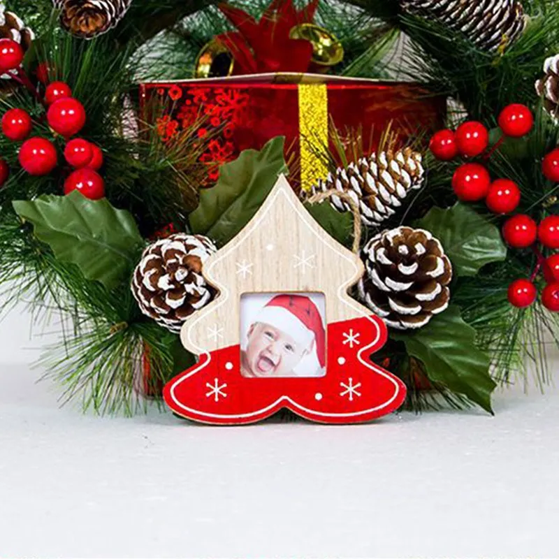 Деревянная Рождественская фоторамка держатель для фотографий Рамка Рождественская елка украшения подарок украшение дома звезда в форме сердца