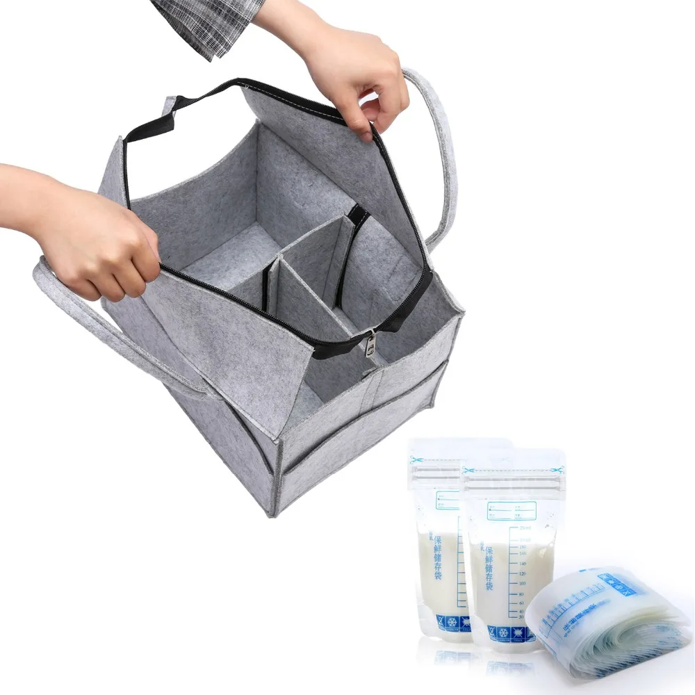 Us 9 22 26 Off With Lid Baby Diaper Caddy Organiser T Milk Freezer Bags Liquid Food Storage Travel Changing Table Organizer In