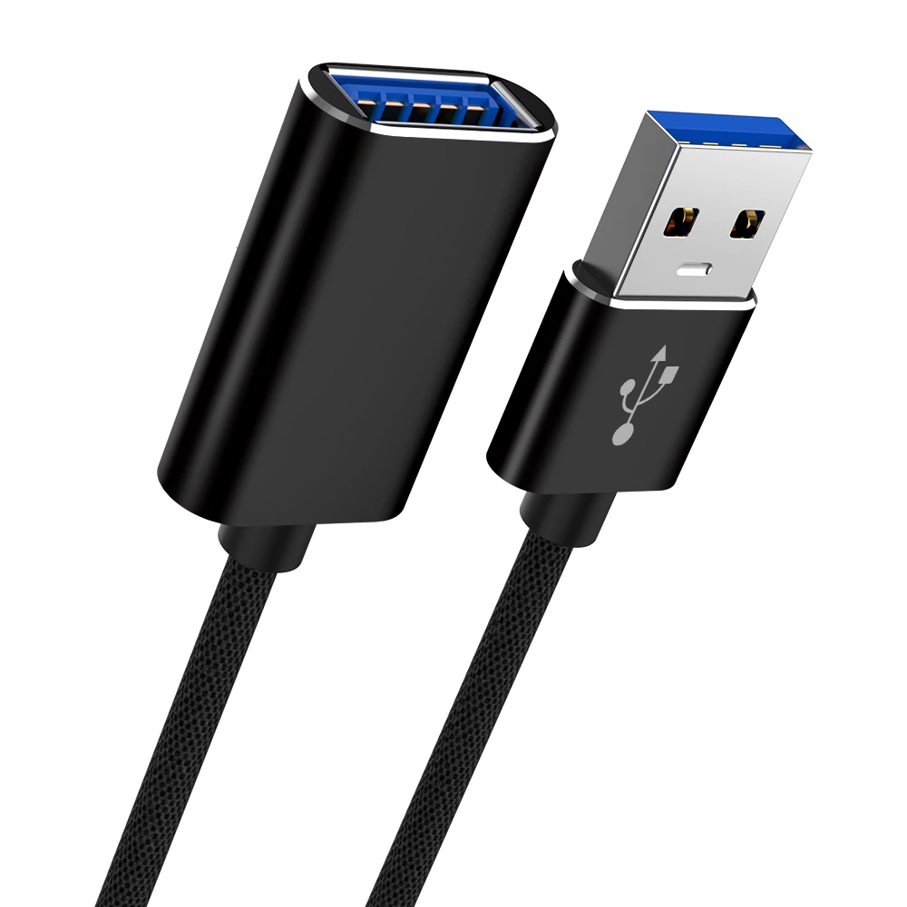 USB 2,0 удлинитель кабель Мужской к женскому Кабу USB данных USB3.0 кабели для ПК клавиатура принтер камера мышь игровой контроллер - Цвет: Черный