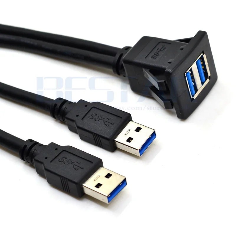 Квадратный 2 порта двойной USB 2,0 3,0 A папа-мама AUX скрытый удлинитель для автомобиля грузовика лодки мотоцикла приборной панели