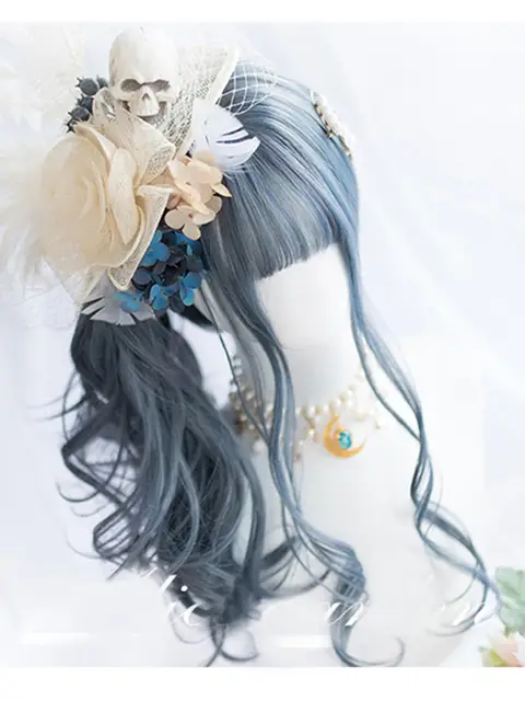 Dark Blue Gothic Wig 3