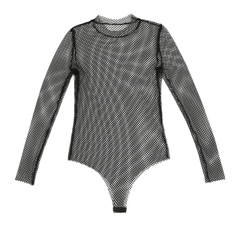 2018 New Style Fishnet Mesh See-through Black shirts Female Harajuku Sexy Long Sleeve Tee Tops (8)