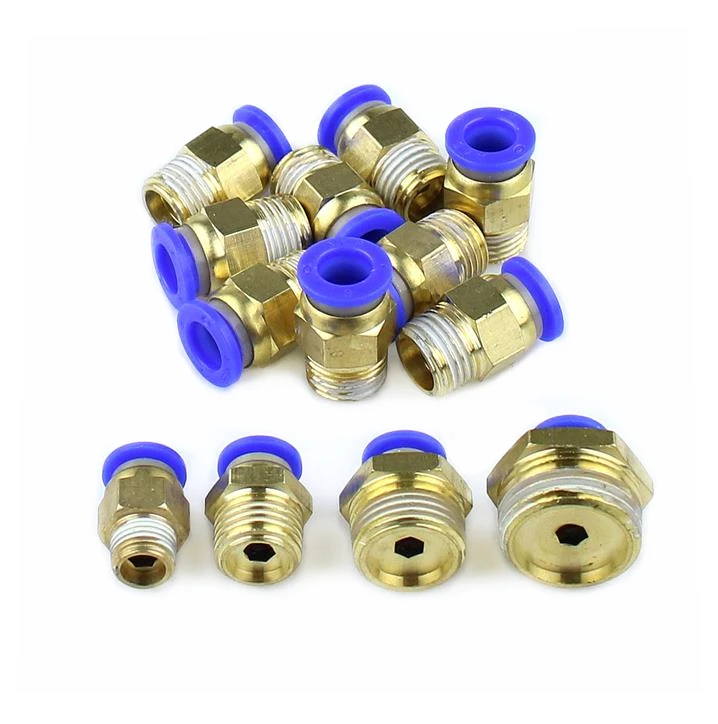 

Air Pipe Fitting 1/4"PT 1/8" 3/8" 1/2 Pneumatic quick connector thread through air cylinder quick insert PC4/6/8/10/12 1PCS