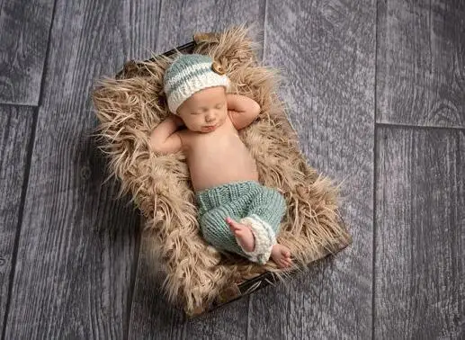 as photo Прекрасный ручной Детские Пикси Эльф Hat, вязание крючком Детская чулок шапки с Шорты идеально подходит для новорожденных для фотосессий Размер: 0-1 м, 3-4 м - Цвет: as photo