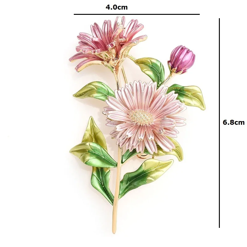 Wuli& baby, розовый букет ромашек, эмалированные броши, металлические цветы, брошь на свадьбу, банкет, булавки для женщин и мужчин