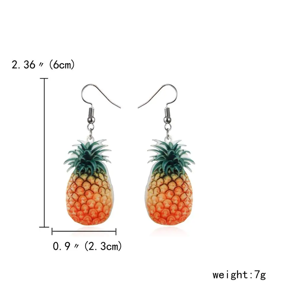 Rinhoo милые серьги с фруктами банан персики груша киви оранжевый огурец Дракон яблоко сосна Яблоко Фрукты Висячие Крючки серьги ювелирные изделия - Окраска металла: 2