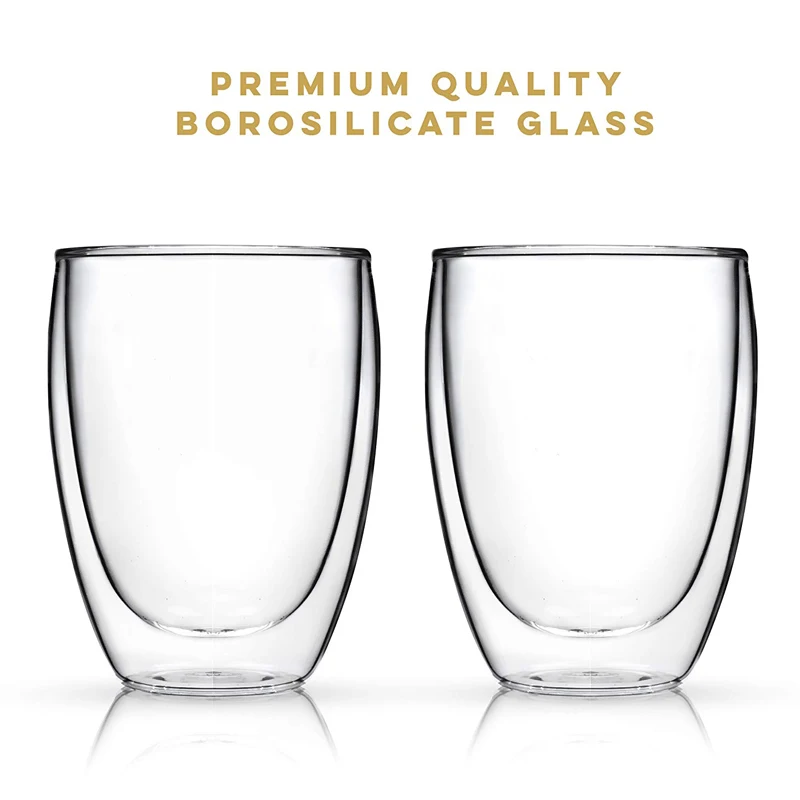 2Pcs Double Wall Glass Cups Coffee Tea Mug Set Drinkware Large Insulated Milk Juice Coffee Mug Clear Glasses Beer Cup Glassware (12)