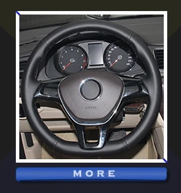 Черная кожаная крышка рулевого колеса из углеродного волокна для Volkswagen VW Golf 7 Mk7 New Polo Jetta Passat B8 Tiguan Sharan