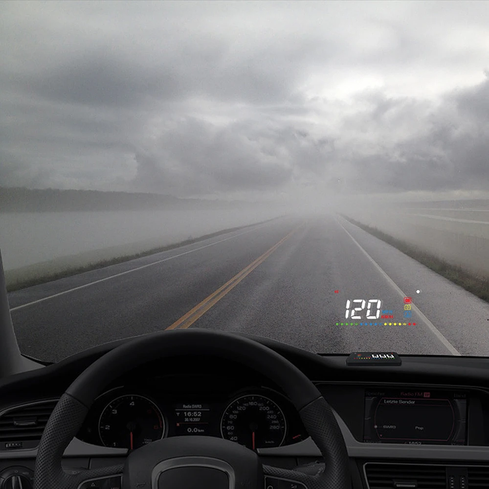 

With Anti-slip Pad A200 HUD OBD2 Car Head Up Display Over speed alarm 3.5" Screen Digital Car Speedometer Car Styling