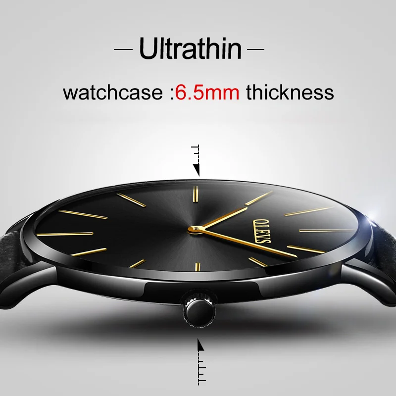 Achat OLEVS Conception Ultra Mince Amoureux Étanche Montre Femmes Hommes Montre Bracelet À Quartz À Cadran Montres En Cuir Pour Femmes Cadeaux Romantiques 5868