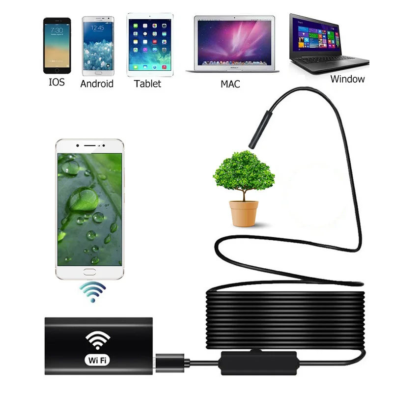 

Wireless WIFI Endoscope Camera 8mm 720P HD Snake Camera IP67 Waterproof Endoscope for iPhone Android Smartphone Table Ipad PC