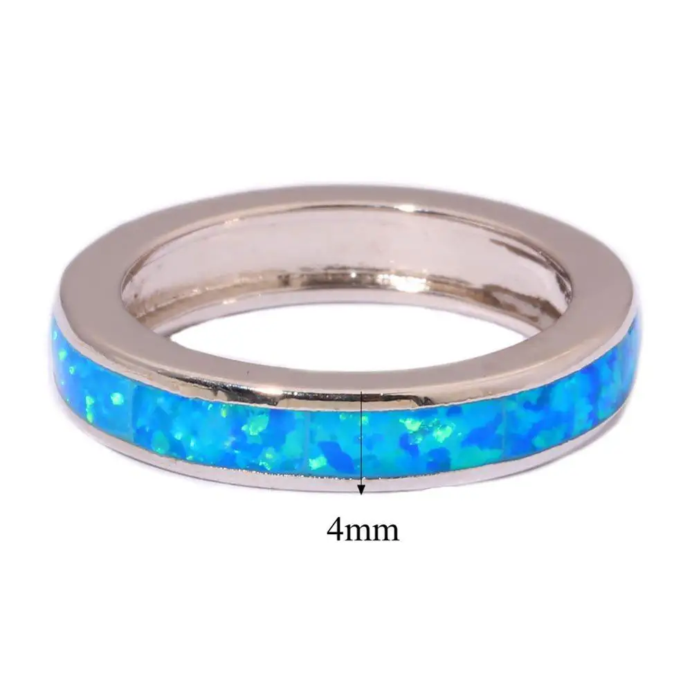 CiNily Created Blue Fire Opal Silver Plated Ring Wholesale Retail Hot Sell Fashion for Women Jewelry Ring Size 7 8 9 OJ5933