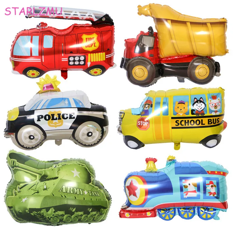 

STARLZMU 1pcs Giant Fire Truck foil Balloons train tank helium balloon Hero Party 1st Birthday Photo Prop Policeman Party decor