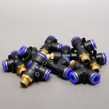 

10 Pcs/Lot PD10-02 T-Type Side of the Three-Pass Pneumatic Fittings tube 10mm thread 1/4" Wholesale pneumatic fitting plastic ho