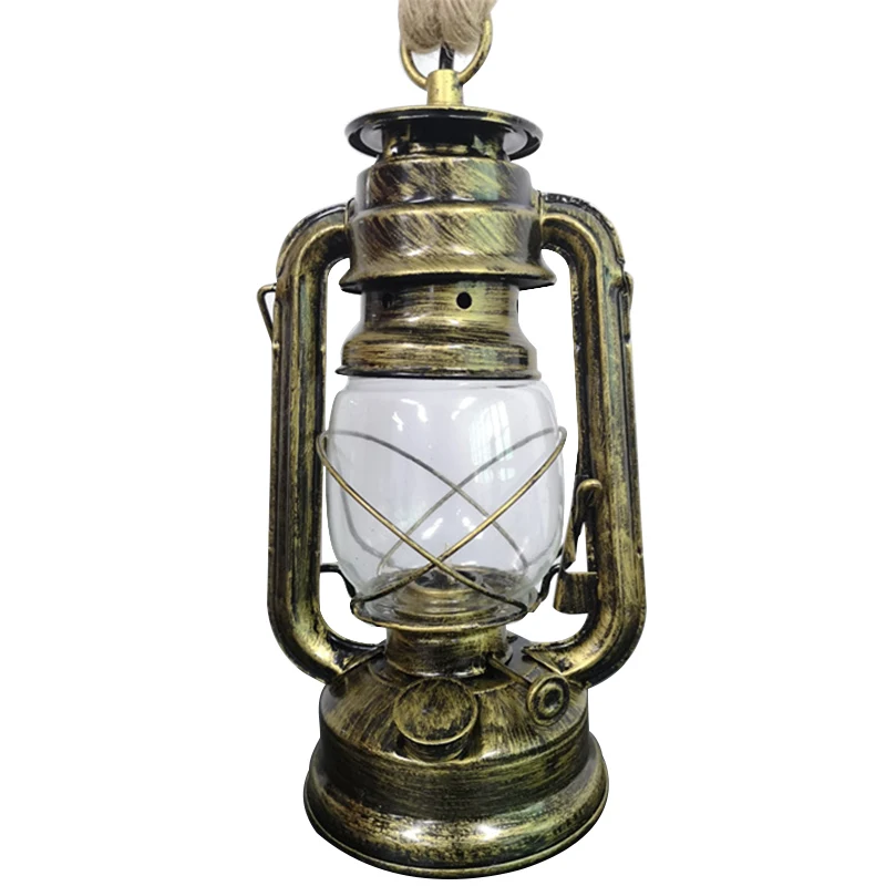 Vintage Kerosene Pendant Lights With Bulb E27 Hemp Rope Hanging Lamp For Home/Bedroom/Living Room Industrial Pendant Lamp