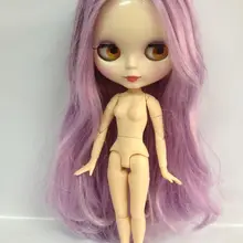Смешанная Фиолетовый Длинный волос совместных тела обнаженной куклы, завод куклы, кукла подходит для DIY Изменить BJD игрушка для Обувь для девочек