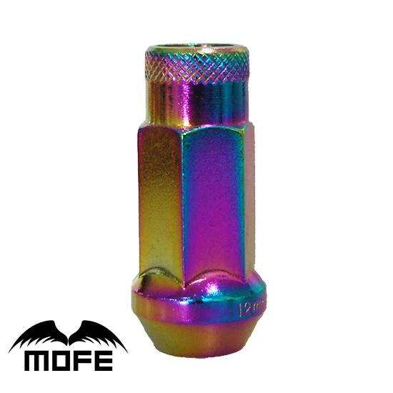 Mofe 6 SET Neo Chrome Color 48mm Steel Racing Wheel Lug Nuts M12 * P1.5