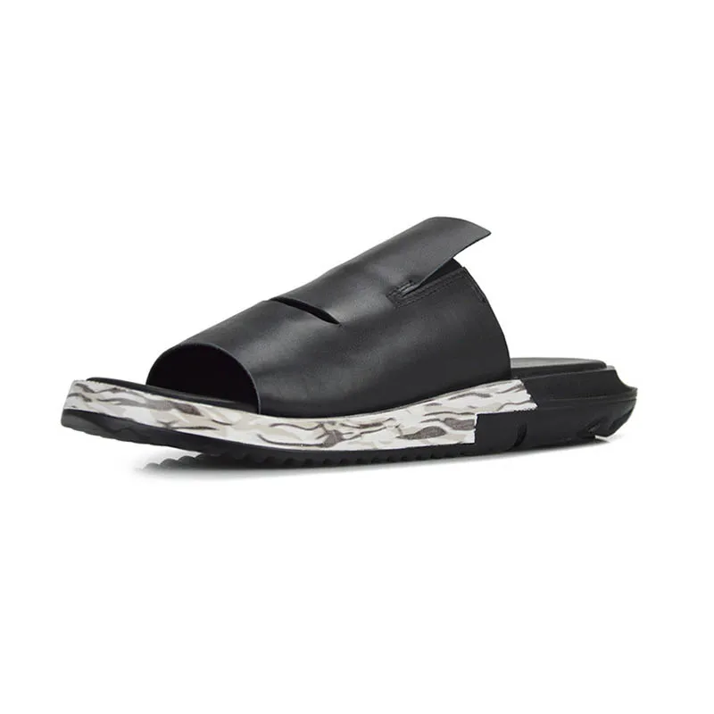 La 45 On Fondo Tamaño Sandalias Grande Genuino Marca Planos Hombres Zapatos Cuero Estilo Nueva Calidad Slip Hombre De Grueso Moda Alta white Black Coreano Casuales Bnq7UWRdd