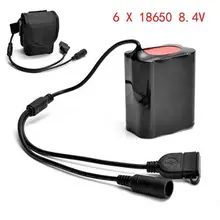 8,4 V USB Перезаряжаемые 12000 мАч 6X18650 Батарея пакет для фонарик для велосипеда велосипедный фонарик с чехол для аккумулятора регулируемый ремень P5