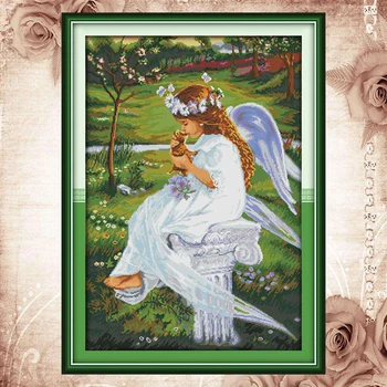

Joy Sunday Counted cross stitch kits Angel(1) DMC14CT11CT cotton fabric baby room hotel deco painting gift art factory wholesale