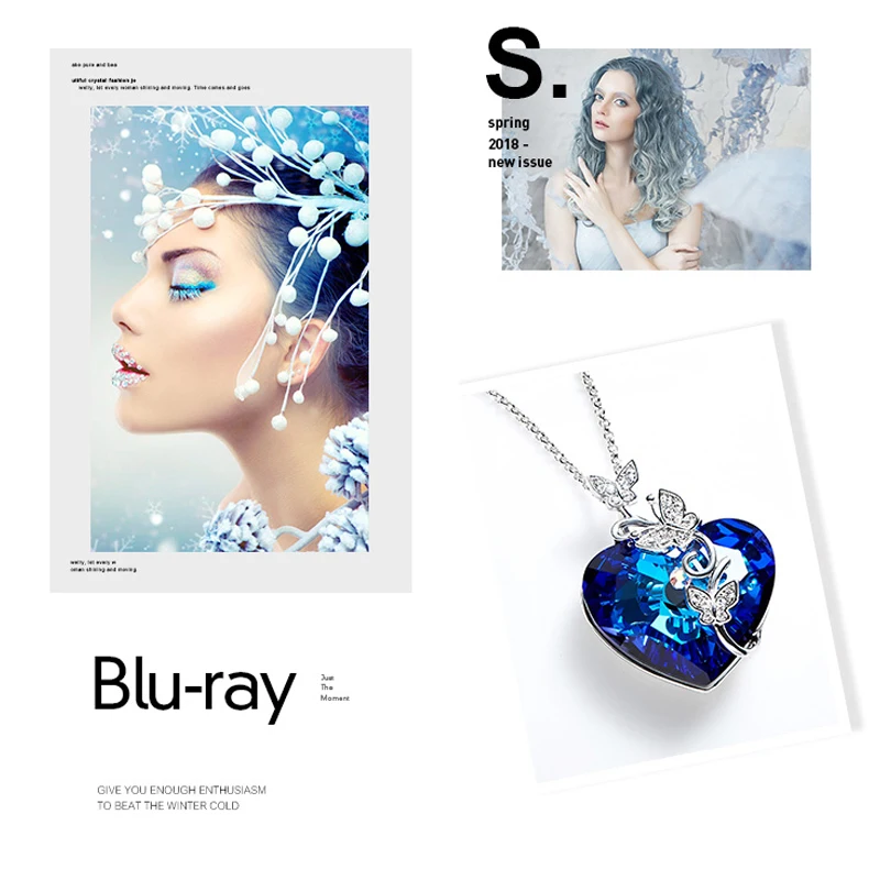 CDE кулон ожерелье украшено кристаллами от Swarovski сердце бабочка ювелирные изделия