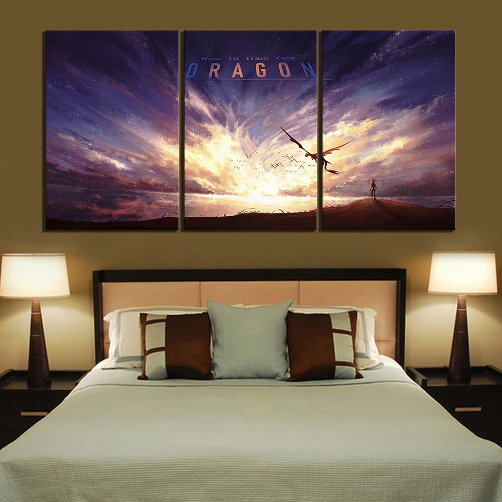 3 шт. цифровая художественная иллюстрация картины Как приручить дракона плакат с