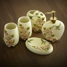 Европейский стиль смолы ванная комната пять частей сад туалетные принадлежности наборы для ванной комнаты Американский черный цветок в чай ware wash lo88124