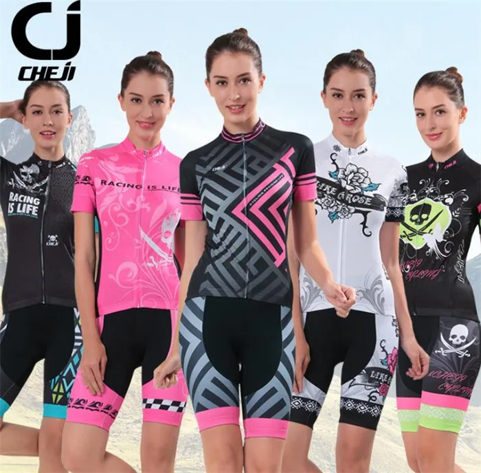 

CHEJI Women Short Sleeve Cycling Clothing Suit Cycle Clothes/ Cycling Jerseys short set Ropa Ciclismo/MTB Bike Wear