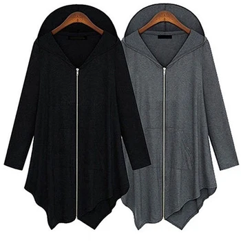 

Women Fashion Autumn Korean Style Long Sleeve Zipper Irregular Coat Jacket Cardigan