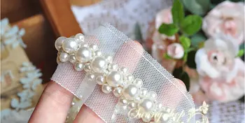 

Pearl beaded lace trim, bridal sash, Bridal Belt, beaded jewelry Trim, Pearl Beading trim, beading trim 1yard